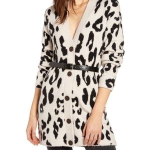NWT Oatmeal colored leopard cardigan sweater